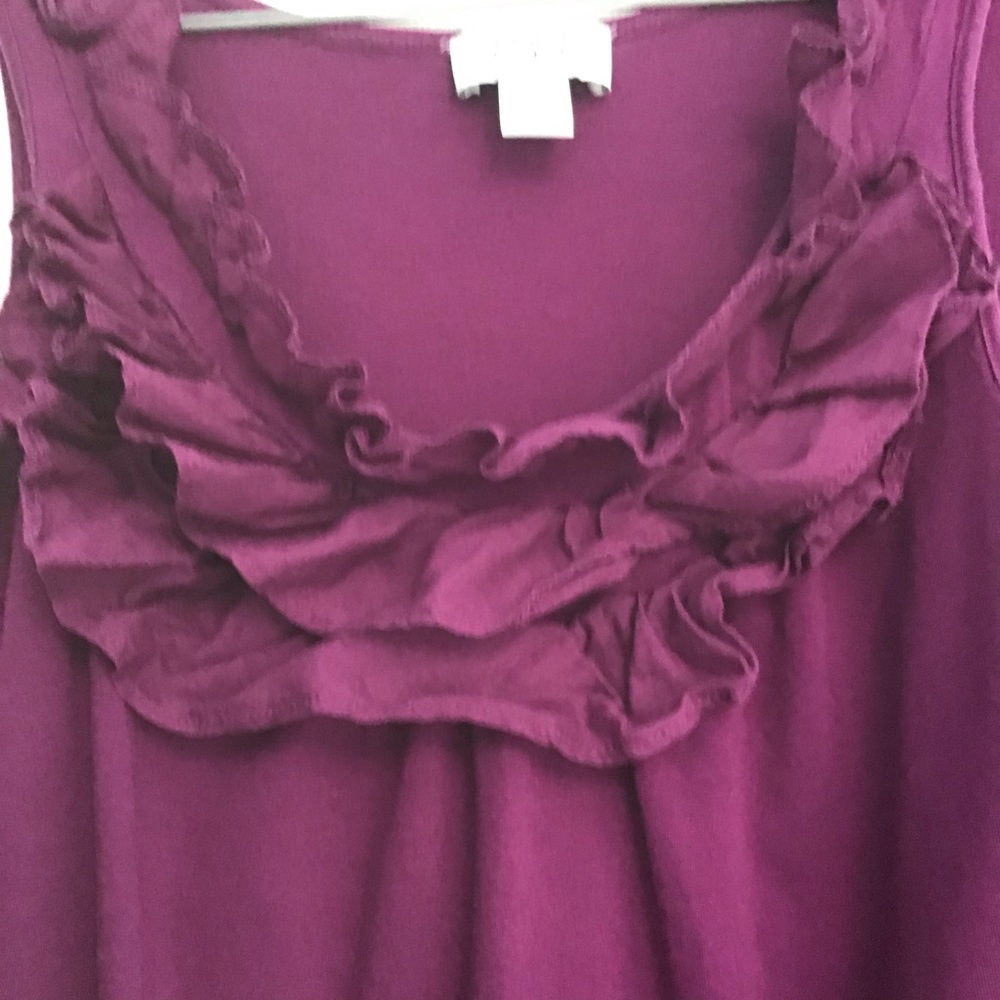 LOFT Purple plum Ruffle Tank Top womens Size Small - Picture 2 of 6